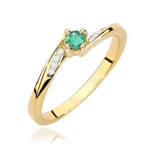 Pierścionek W0262 Szmaragd 0,15ct żółte złoto