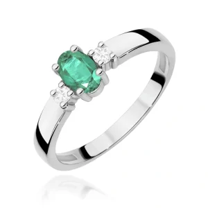 Pierścionek W0264 Szmaragd 0,40ct białe złoto