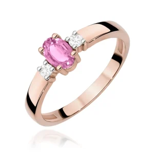 Pierścionek W0264 Różowy Szafir 0,45ct różowe złoto