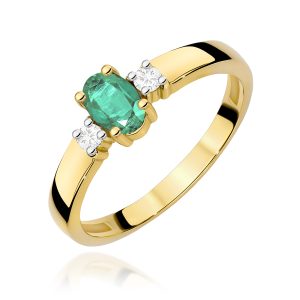 Pierścionek W0264 Szmaragd 0,40ct żółte złoto