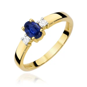Pierścionek W0264 Szafir 0,70ct żółte złoto