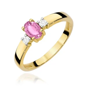 Pierścionek W0264 Różowy Szafir 0,45ct żółte złoto
