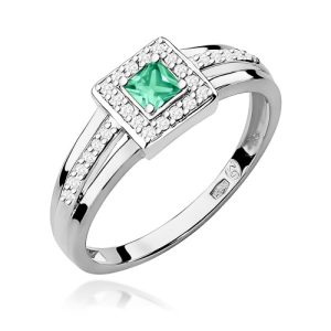 Pierścionek W0271 Szmaragd 0,15ct białe złoto