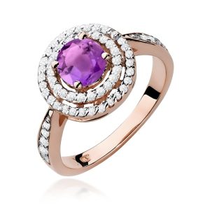 Pierścionek W0274 Ametyst 0,90ct różowe złoto