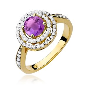 Pierścionek W0274 Ametyst 0,90ct żółte złoto