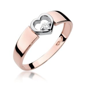Pierścionek W0276 Diament 0,04ct różowe złoto