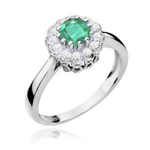 Pierścionek W0284 Szmaragd 0,50ct białe złoto