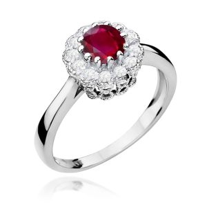 Pierścionek W0284 Rubin 0,60ct białe złoto