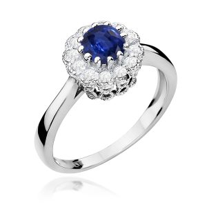 Pierścionek W0284 Szafir 0,50ct białe złoto