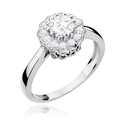 Pierścionek W0284 Biały Szafir 0,60ct białe złoto