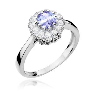 Pierścionek W0284 Tanzanit 0,50ct białe złoto