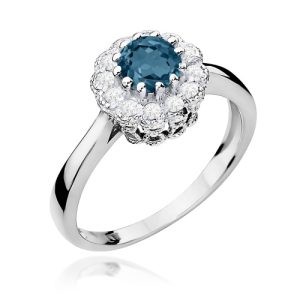 Pierścionek W0284 Topaz London Blue 0,50ct białe złoto
