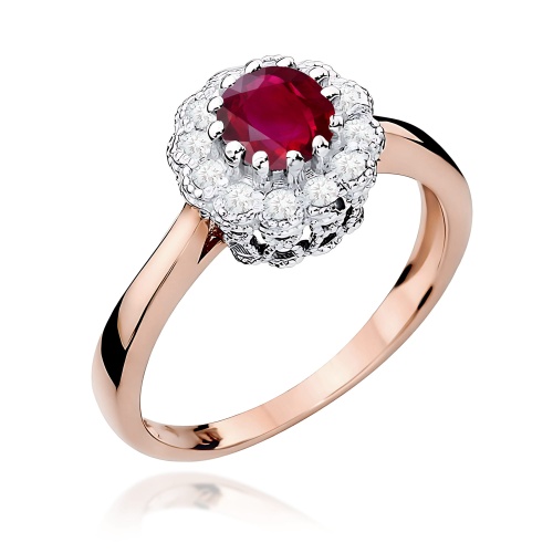 Pierścionek W0284 Rubin 0,60ct różowe złoto