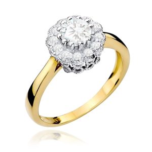 Pierścionek W0284 Diament laboratoryjny 0,50ct żółte złoto