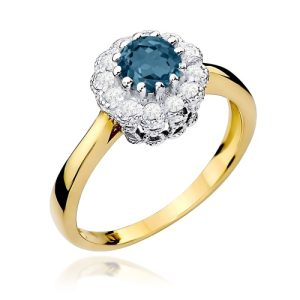 Pierścionek W0284 Topaz London Blue 0,50ct żółte złoto