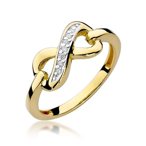 Pierścionek W0285 z diamentami żółte złoto