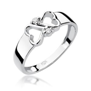 Pierścionek W0286 z diamentami białe złoto