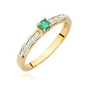 Pierścionek W0288 Szmaragd 0,15ct żółte złoto