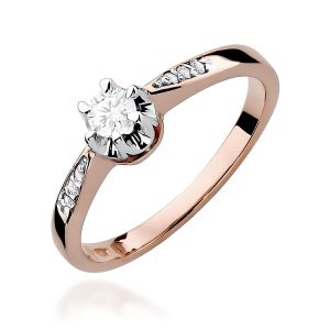 Pierścionek W0291 Diament Laboratoryjny 0,20ct różowe złoto