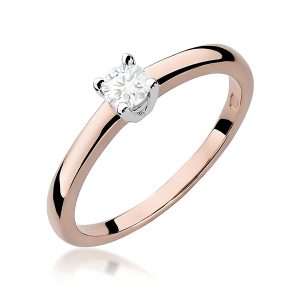 Pierścionek W0292 Diament Laboratoryjny 0,20ct różowe złoto