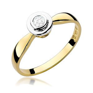 Pierścionek W0294 Diament 0,10ct żółte złoto