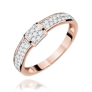 Pierścionek W0297 z diamentami różowe złoto
