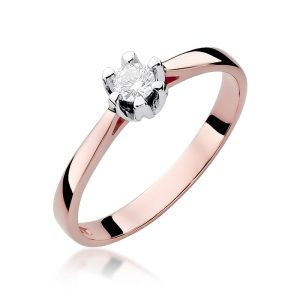 Pierścionek W0299 Diament 0,12ct różowe złoto