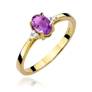 Pierścionek W0301 Ametyst 0,40ct żółte złoto