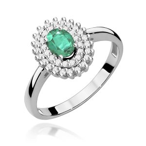 Pierścionek W0303 Szmaragd 0,40ct białe złoto