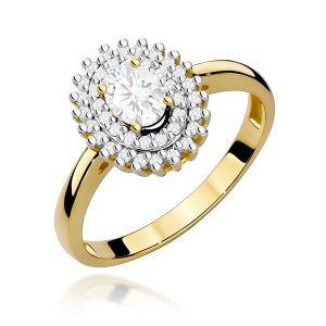 Pierścionek W0303 Diament Laboratoryjny 0,40ct żółte złoto