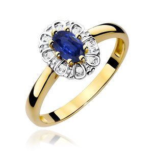 Pierścionek W0304 Szafir 0,70ct żółte złoto