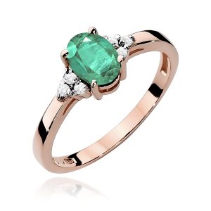 Pierścionek W0308 Szmaragd 0,80ct różowe złoto