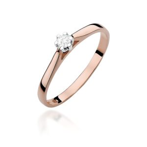 Pierścionek W0311 Diament Laboratoryjny 0,10ct różowe złoto