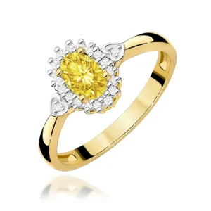 Pierścionek W0312 Diament laboratoryjny żółty 0,50ct żółte złoto