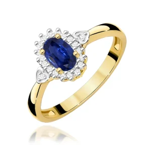 Pierścionek W0312 Szafir 0,70ct żółte złoto