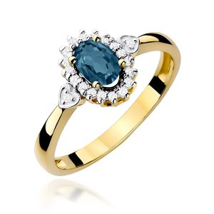 Pierścionek W0312 Topaz London Blue 0,50ct żółte złoto
