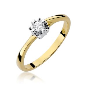 Pierścionek W0318 Diament 0,10ct żółte złoto