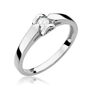 Pierścionek W0320 Diament Laboratoryjny 0,10ct białe złoto
