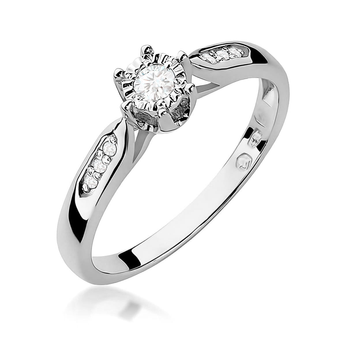 Pierścionek W0328 Diament Labortoryjny 0,08ct białe złoto