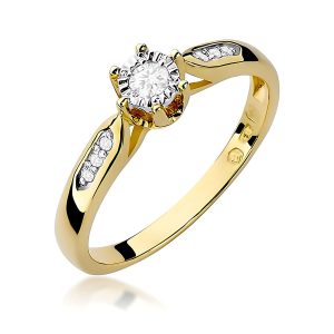 Pierścionek W0328 Diament 0,08ct żółte złoto