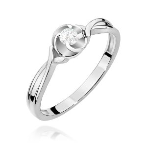 Pierścionek W0329 Diament Laboratoryjny 0,10ct białe złoto