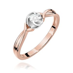 Pierścionek W0329 Diament 0,10ct różowe złoto