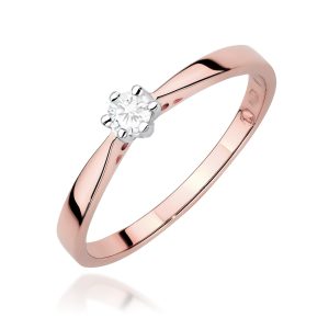 Pierścionek W0229 Diament 0,12ct różowe złoto