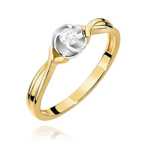 Pierścionek W0329 Diament Laboratoryjny 0,10ct żółte złoto