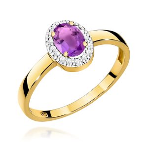 Pierścionek W0330 Ametyst 0,40ct żółte złoto