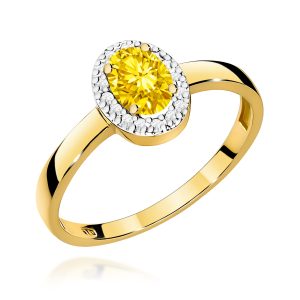 Pierścionek W0330 Diament Laboratoryjny żółty 0,50ct żółte złoto