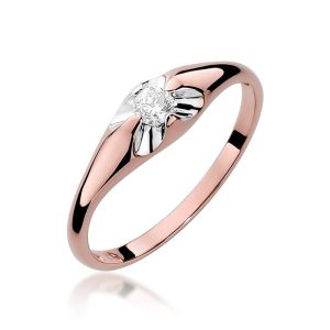 Pierścionek W0331 Diament 0,10ct różowe złoto