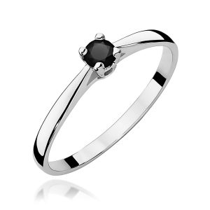 Pierścionek W0335 Czarny Diament 0,20ct białe złoto