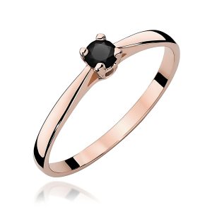 Pierścionek W0335 Czarny Diament 0,20ct różowe złoto