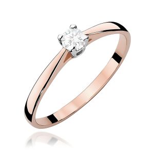 Pierścionek W0335 Diament 0,15ct różowe złoto